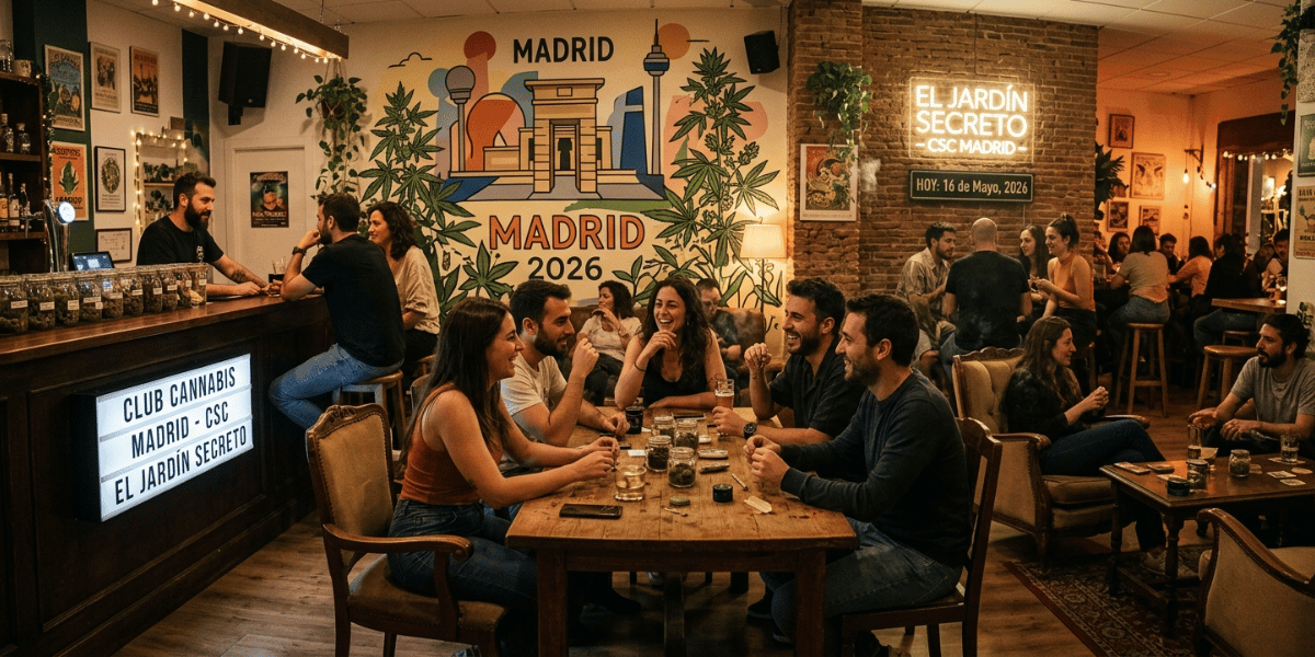 Club cannabis Madrid 2026, espace lounge privé et ambiance moderne
